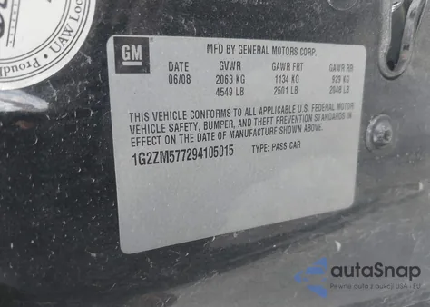 2009 Pontiac G6 Gxp from USA, damaged, VIN 1G2ZM577294105015